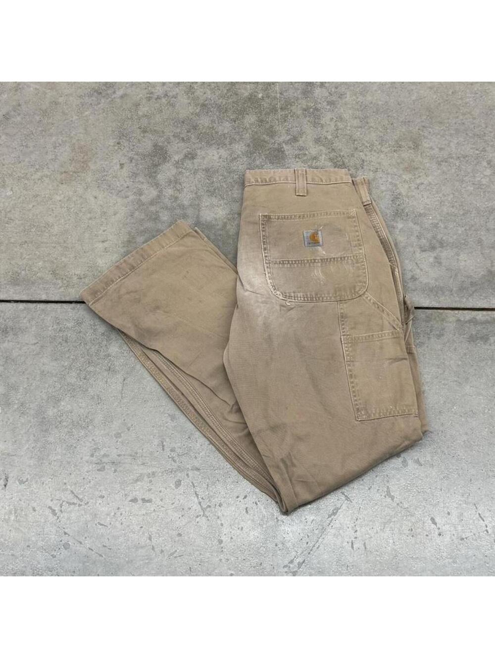 vintage carhartt beige relaxed baggy fit cargo pants size 34 x 32